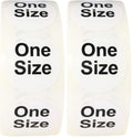 White circle clothing size stickers for retail apparel, 0.75 inch adhesive labels, pack of 2 