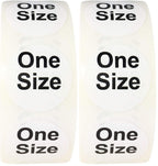 White circle clothing size stickers for retail apparel, 0.75 inch adhesive labels, pack of 2 
