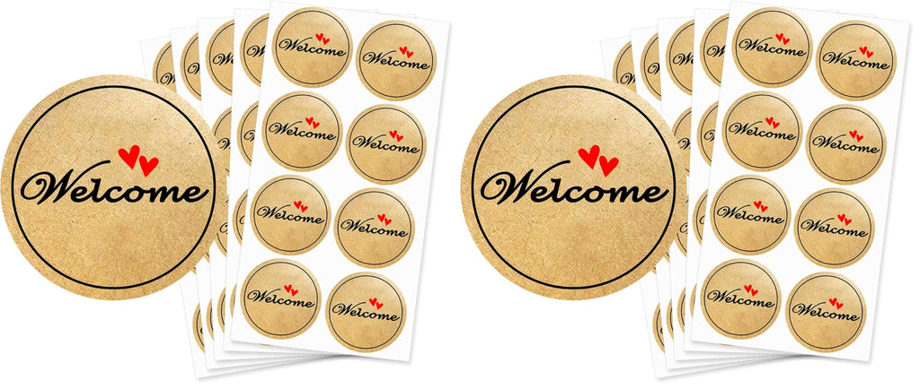 Kraft Welcome Stickers,Wedding Party Favor Bag Labels Invitation Card Envelope Seals for Bridal Shower Birthday Party,2 Inch 160 Pcs Per Pack (Pack of 2) 2 inch (Pack of 2)