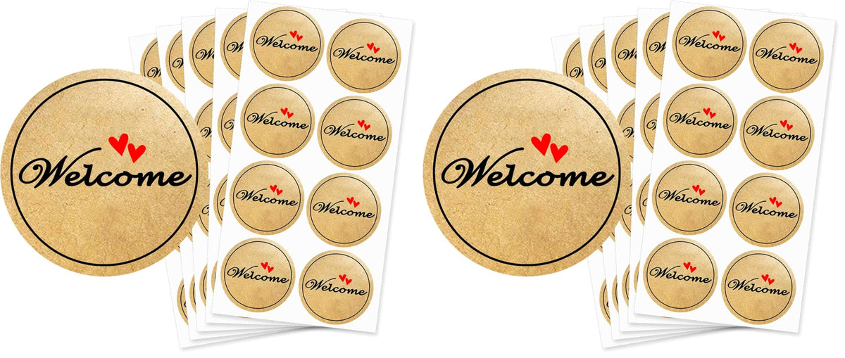 Kraft Welcome Stickers,Wedding Party Favor Bag Labels Invitation Card Envelope Seals for Bridal Shower Birthday Party,2 Inch 160 Pcs Per Pack (Pack of 2) 2 inch (Pack of 2)