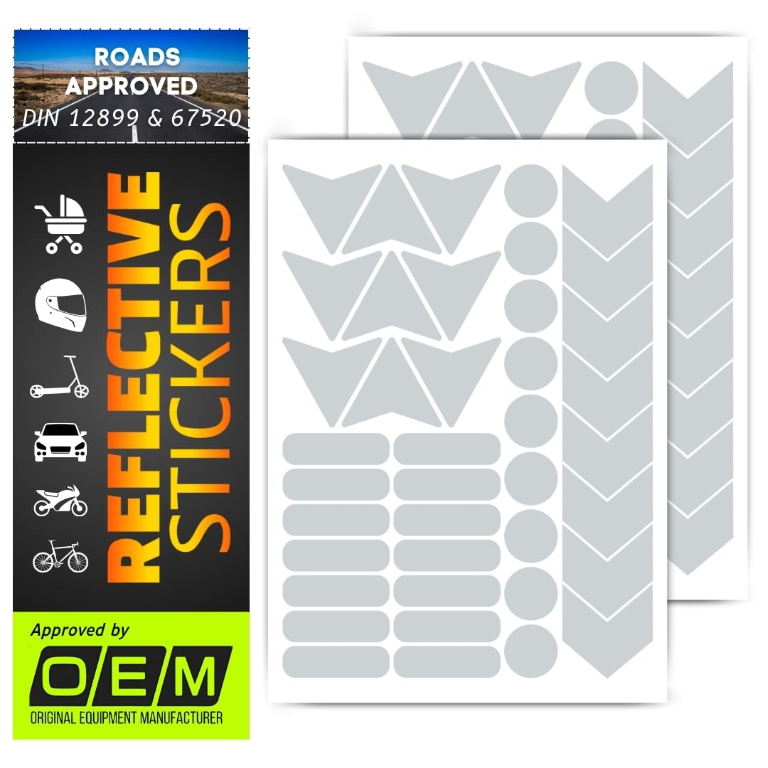 DIN 67520 reflectors Reflective Tape Stickers Waterproof Trailers Cars Motorcycle Fire Helmet Rims Bicycle Decals Vehicles Mailbox Numbers Made with ORA FOL 5600 Material (White, 80Pcs) White