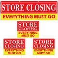 4 Pcs Store Closing Banner Signs Kit with Stakes and Grommets