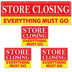 4 Pcs Store Closing Banner Signs Kit with Stakes and Grommets
