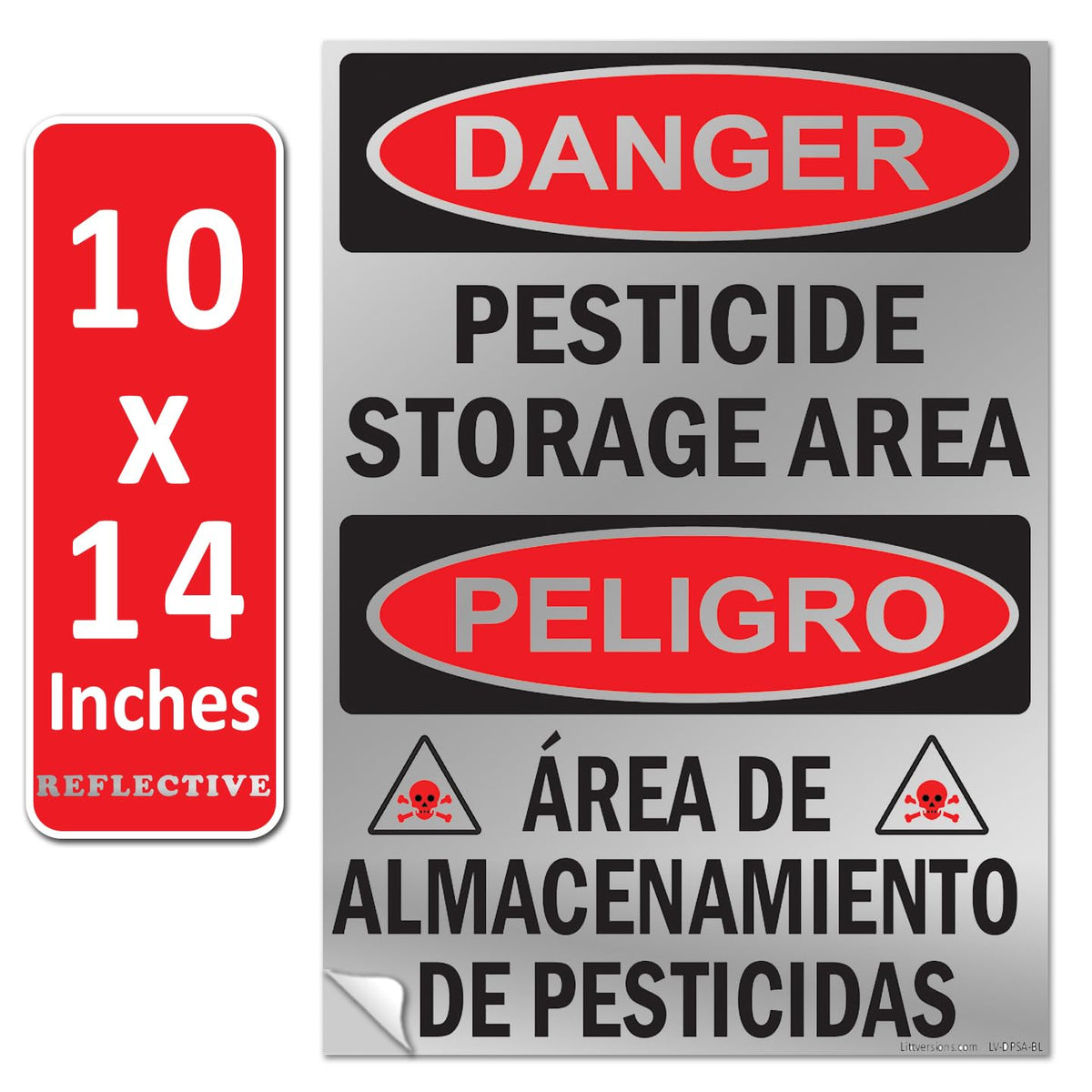 2 Pack 14"x10" Reflective Danger - Pesticide Insecticide Storage Area OSHA Warning Safety Hazard Label Sign Decal 6 mil Laminated Engineer Grade UV Protected ANSI NFPA46440 126956 Reflective Laminated 10" x 14"