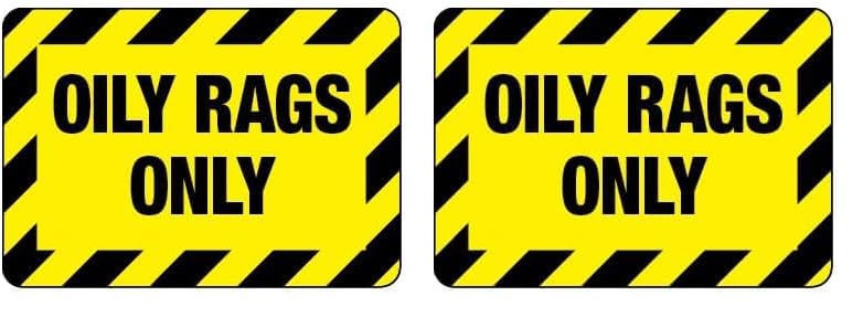 Oily Rags Only Safety & Compliance - OSHA & ANSI Compliant Chemical Hazard & Chemical Warning Metal Tin Sign - 8x12 Inch (Pack of 2) 8"x12"/20cm x 30cm (Pack of 2)