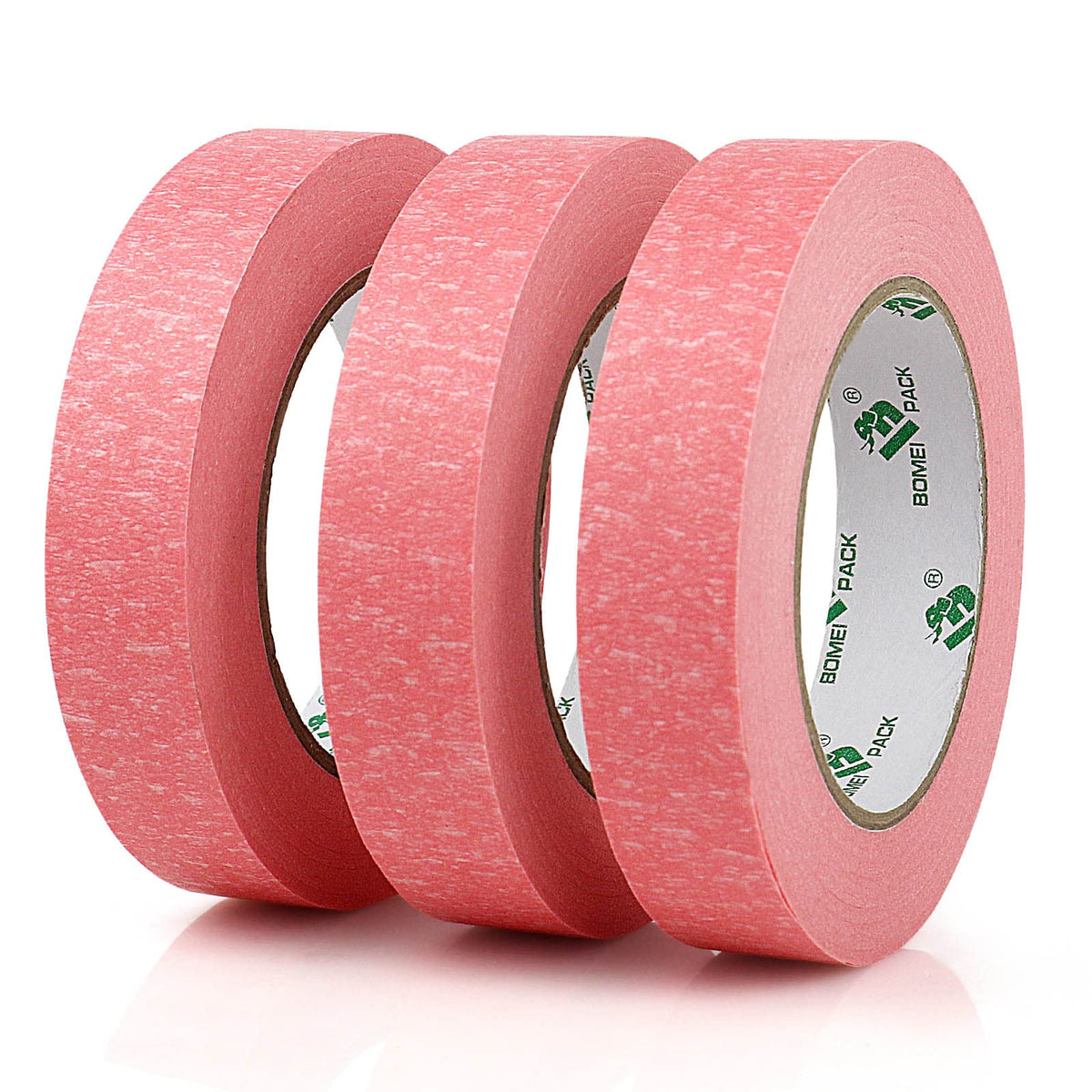 BOMEI PACK 3 Pack Painters Tape, 1 inch x 30yds, Premium Painting Masking Tape, Clean Release Paper Tape for Home and Office (Pink) Pink