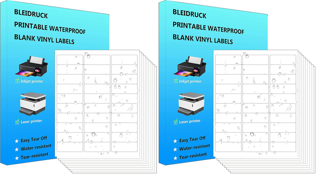 30-UP Shipping Labels 1" x 2-5/8" Address Stickers 20 Sheets 600 Pcs Printable Blank Labels Waterproof Matte White Stickers Vinyl Sticker Paper Dries Quickly for Inkjet Printer (Pack of 2) 30 up labels (Pack of 2)