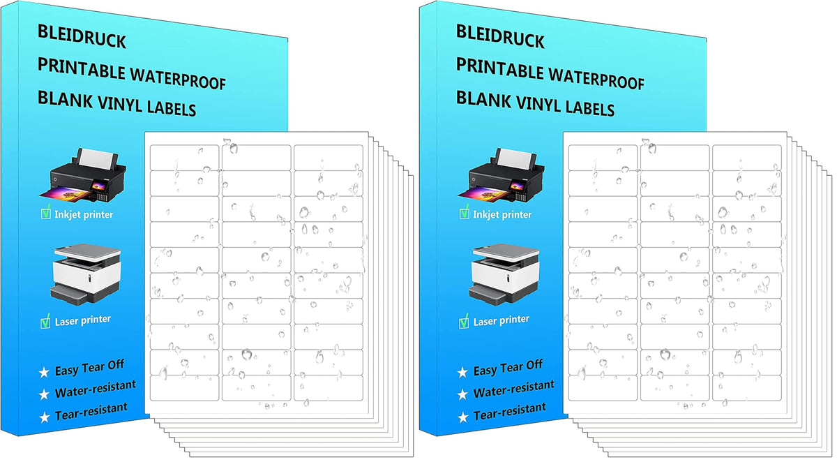 30-UP Shipping Labels 1" x 2-5/8" Address Stickers 20 Sheets 600 Pcs Printable Blank Labels Waterproof Matte White Stickers Vinyl Sticker Paper Dries Quickly for Inkjet Printer (Pack of 2) 30 up labels (Pack of 2)