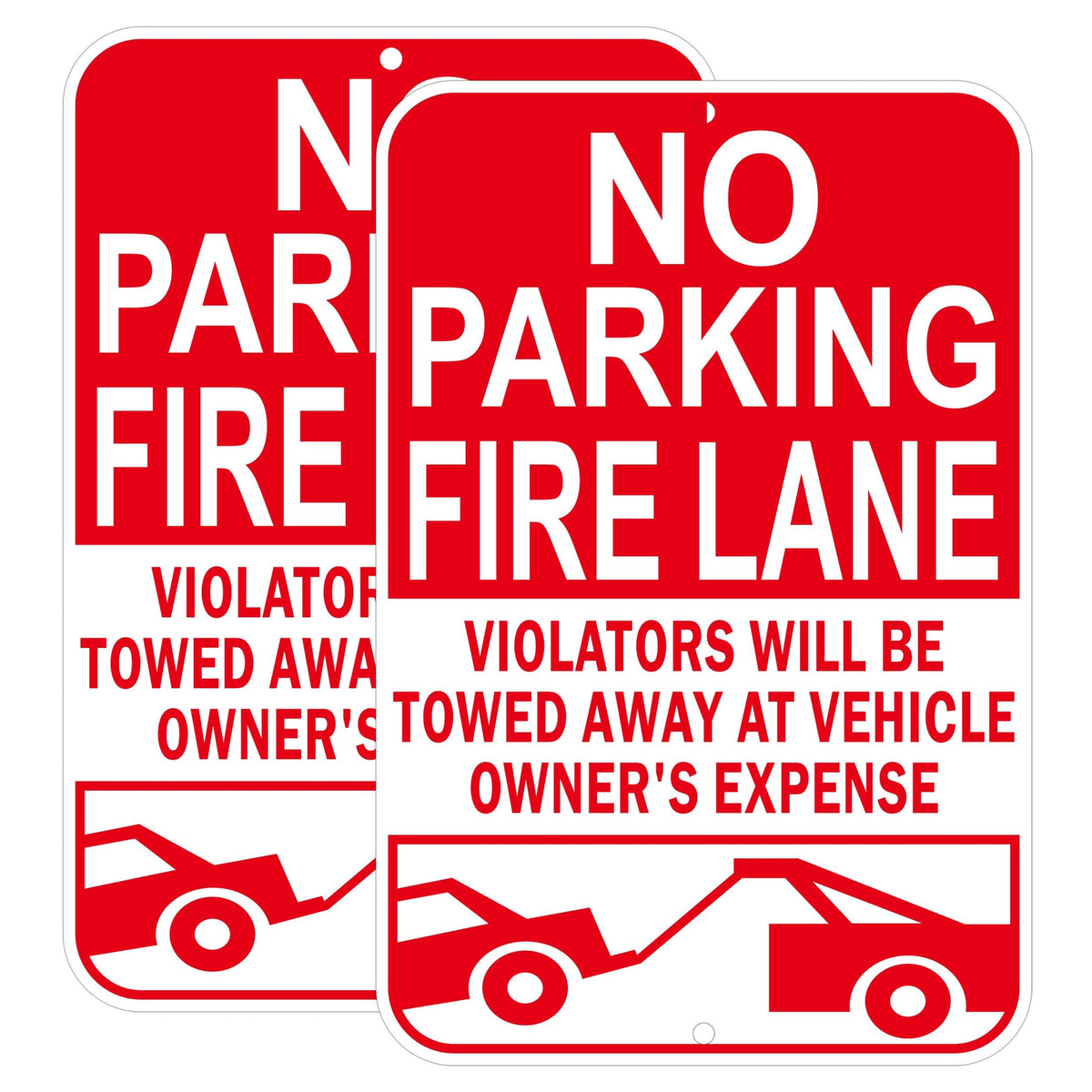 No Parking Fire Lane Sign, Reflective Aluminum, 12 x 18 Inches, Weather Resistant, UV Protected, Indoor Outdoor Use, 2 Pack Red - 2 Pack - 12" x 18" 01