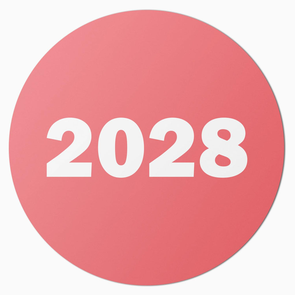 2028 Year Labels, 0.75 Inch Round, Red, 300 Count 2028 10 Sheets