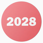 2028 Year Labels, 0.75 Inch Round, Red, 300 Count 2028 10 Sheets