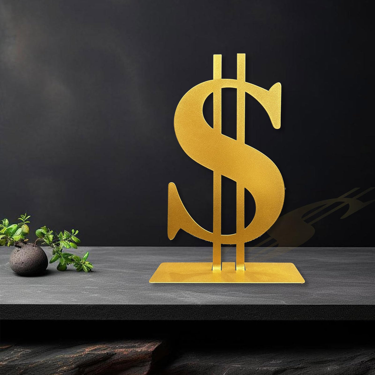 Metal Dollar Sign Tabletop Decor, Golden Dollar Metal Table Top Decor, Gold Centerpieces for Table, US Money Party Decoration, Casino Night Theme Party Supplies