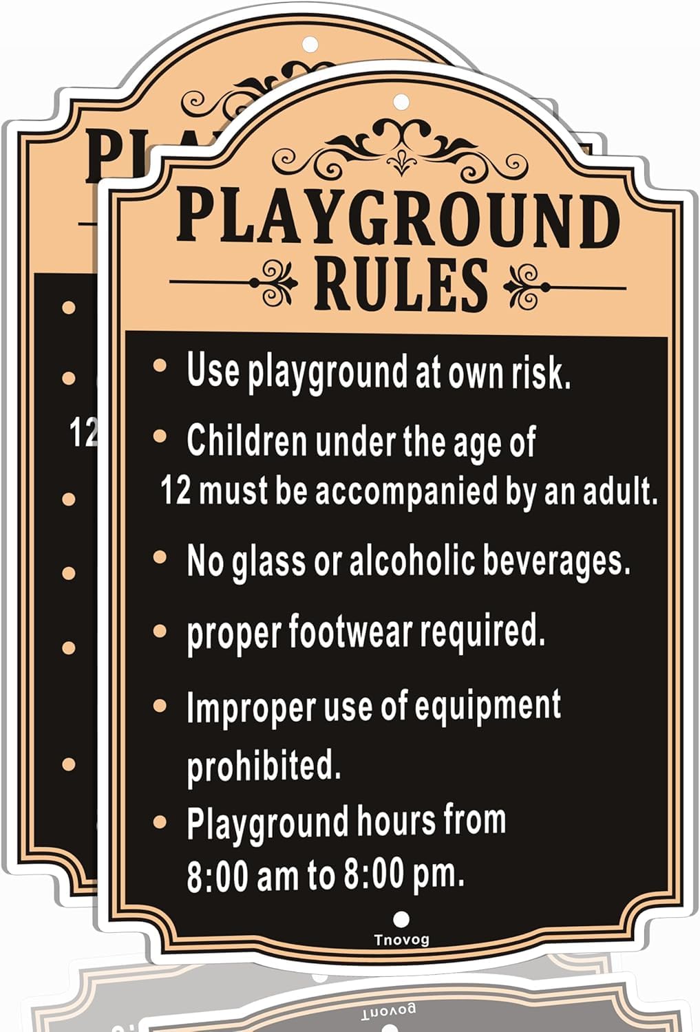 Playground Rules Sign Playground Signs Kids Children Adult Safety Traffic Sign 12x18 Inches Metal Reflective Sturdy Rust Aluminum Weatherproof Easy To Install Outdoor 2 Pack
