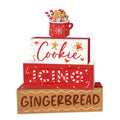 4 Pcs Hot Cocoa Christmas Decor, Gingerbread Table Decorations, Christmas Tiered Tray Desk Decor Gifts, Cookie Icing Winter Wooden Stack Block Signs Table Centerpiece For Farmhouse Office -B10 Cookie Hot Cocoa