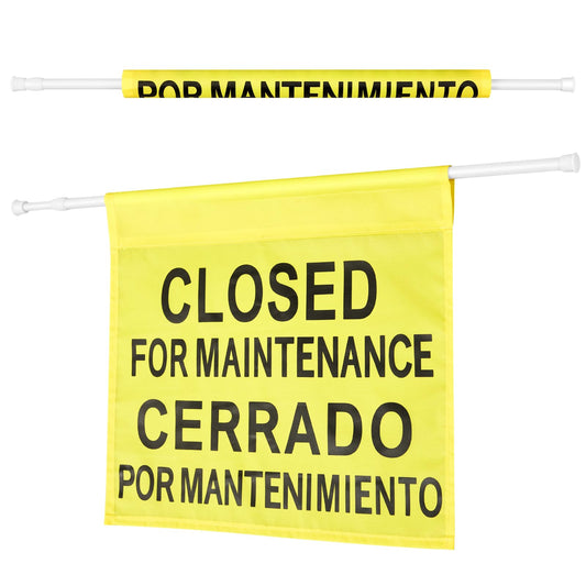 Leinuosen 1 Pcs Closed for Maintenance Safety Sign with English and Spanish Text 27.56-51.18 Inch Expandable Yellow Commercial Hanging Doorway Safety Sign Banner for Restroom Office Hotel