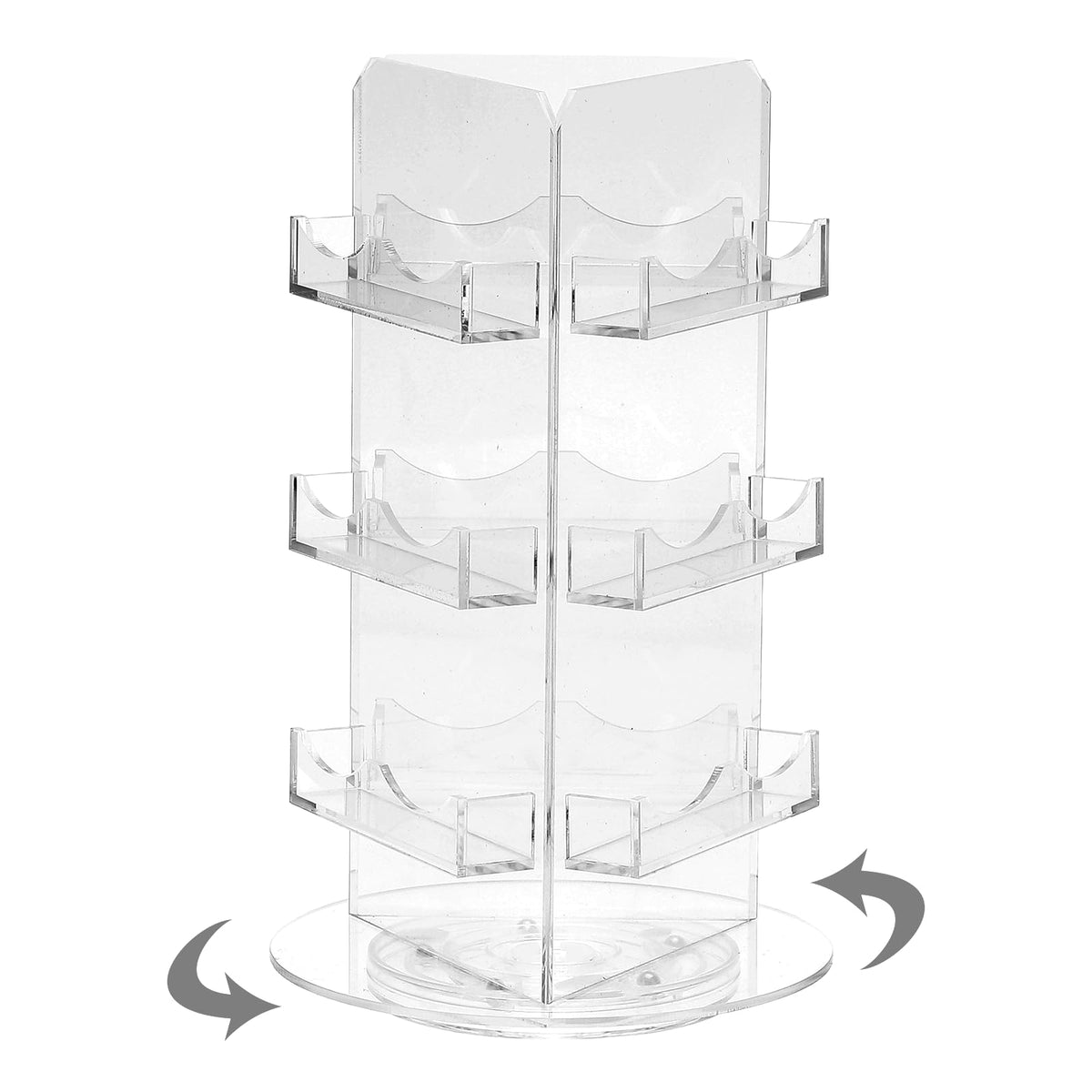 PATIKIL 3 Tier Greeting Card Display Stand, Acrylic Cards Rotating Display Stand Spinning Postcard Rack for Postcard Photo Rack Desk Book Stamp, Clear