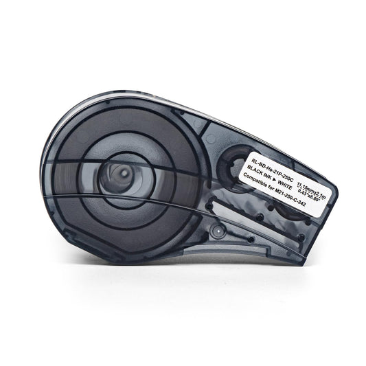 Heat Shrink Tubing Label Tape Compatible for M21-250-C-342 Work with M210, M210-LAB, M211, BMP21-LAB Printers Black on White 0.44" Width 6.8' Length 0.44" x 6.8' 342