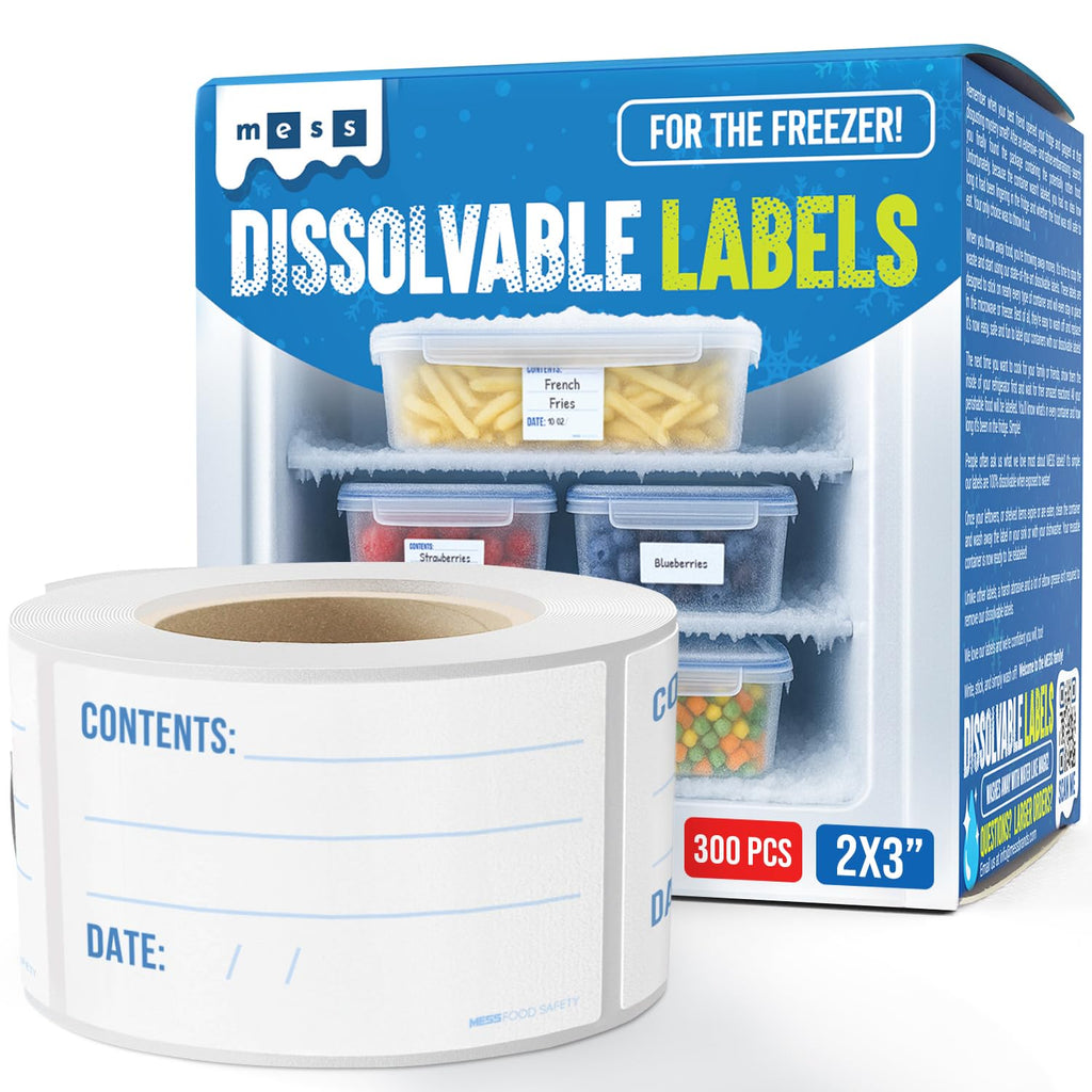 Freezer Labels 2x3 in 300/Roll, Dissolvable Removable Canning Jar Stickers 2x3" Fill In