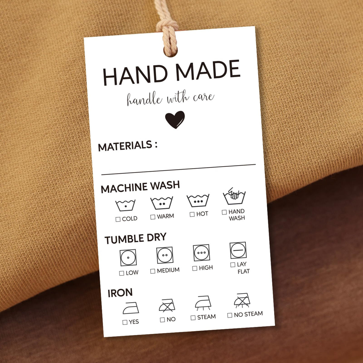 BLSUREFYX Handmade Care Instruction Tag 3.5x2in 240pcs Hand Made Tags 240 pcs