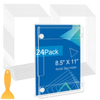 24 Pack Acrylic Sign Holder 8.5 x 11 Wall Mount, Vertical & Horizontal Use, Wall Sign Holders Memo Document Menu Holder for Office Store Restaurants Wedding Party Decoration, No Drilling 24 Pack
