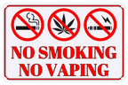No Smoking No Vaping Symbol Signs, 8x12 Inch Rust Free, Reflective, UV Protected, Weather/Fade Resistant, Easy to Install, Indoor/Outdoors Use