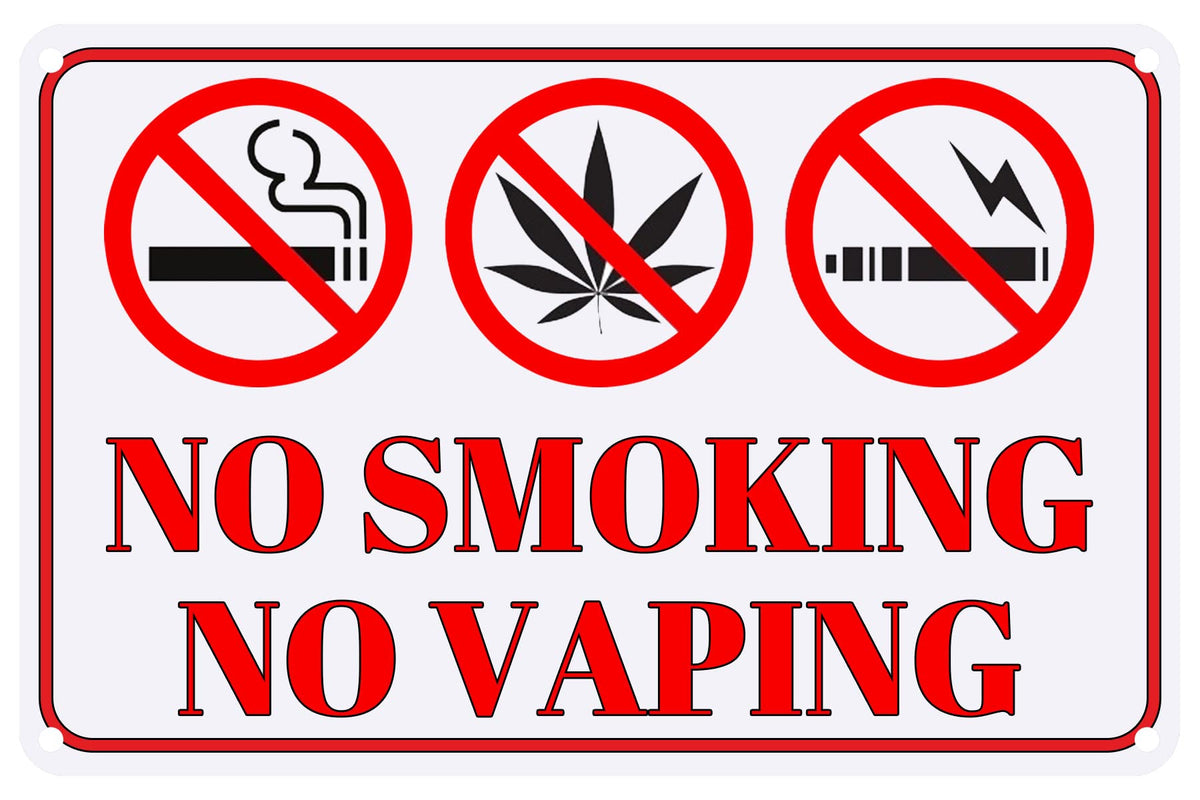 No Smoking No Vaping Symbol Signs, 8x12 Inch Rust Free, Reflective, UV Protected, Weather/Fade Resistant, Easy to Install, Indoor/Outdoors Use