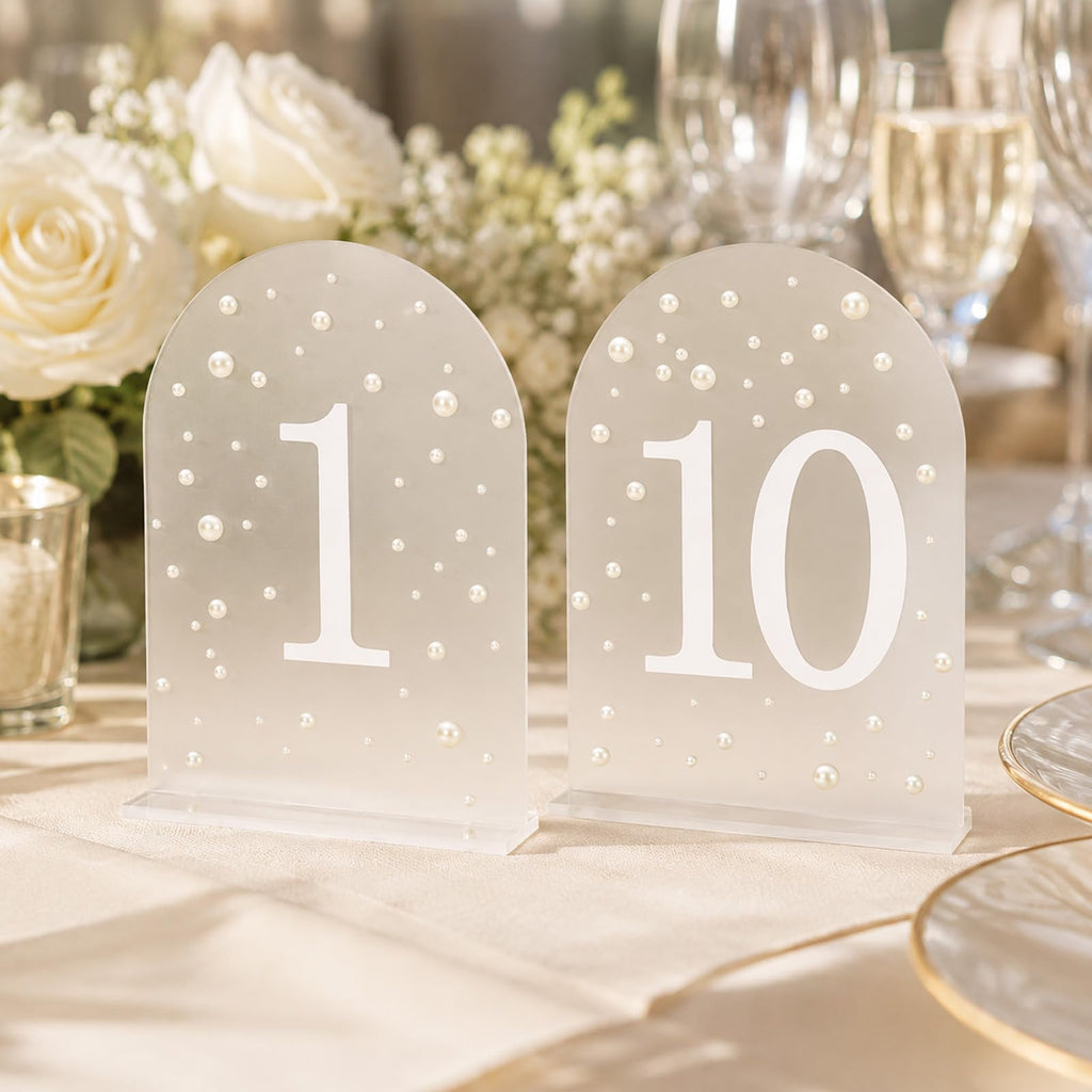 JarThenaAMCS 10pcs Arch 3D Pearl Wedding Table Numbers 1-10