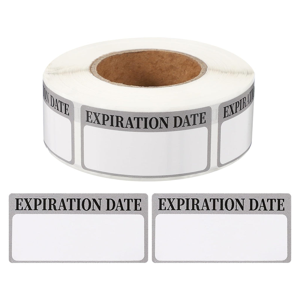 PATIKIL 500 Pcs Expired Date Label Stickers Roll, 2 x 1 Inch Removable Inventory Labels Adhesive Food Sticker Roll for Marking Organizing Inventory and Food Container, Gray and Black