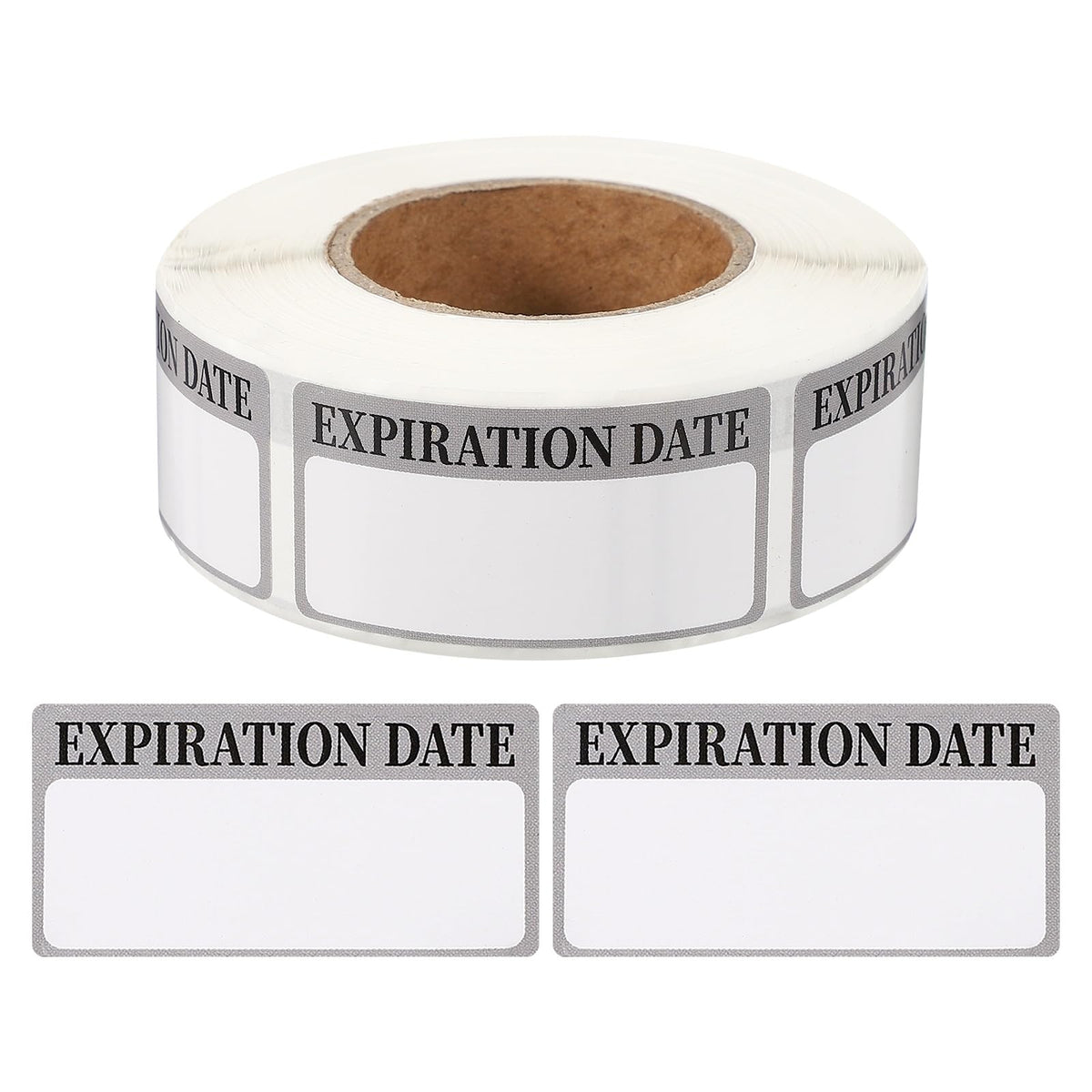 PATIKIL 500 Pcs Expired Date Label Stickers Roll, 2 x 1 Inch Removable Inventory Labels Adhesive Food Sticker Roll for Marking Organizing Inventory and Food Container, Gray and Black