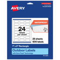 Avery Outdoor Waterproof Rectangle Labels with Sure Feed Technology, 1" x 2", White Film, Print-to-the-Edge, Compatible with Laser Printers, 600 Labels Total