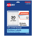 Avery Outdoor Waterproof Rectangle Labels with Sure Feed Technology, 2/3" x 3-7/16", White Film, Compatible with Laser Printers, 1500 Labels Total, Great for Product Branding, Packaging, and More 1,500 labels