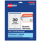 Avery Outdoor Waterproof Rectangle Labels with Sure Feed Technology, 2/3" x 3-7/16", White Film, Compatible with Laser Printers, 1500 Labels Total, Great for Product Branding, Packaging, and More 1,500 labels