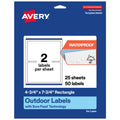 Avery Outdoor Waterproof Rectangle Labels with Sure Feed Technology, 4.75" x 7.75", White Film, Print-to-the-Edge, Compatible with Laser Printers, 50 Labels Total