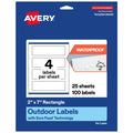 Avery Outdoor Waterproof Rectangle Labels with Sure Feed Technology, 2" x 7", White Film, Print-to-the-Edge, Compatible with Laser Printers, 100 Labels Total