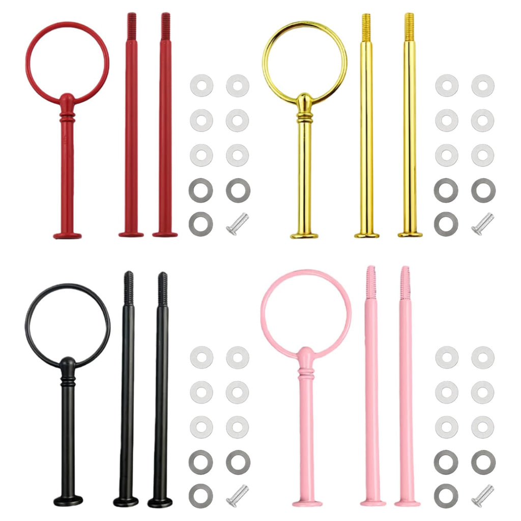 4 Set 3-Tier Cupcake Stand Hardware Handles, Tiered Tray Plate Hardware Kit, Zinc Alloy Cake Plate Stand Handle Fittings with Screws, Heavy Metal Cake Stands Holder, Round