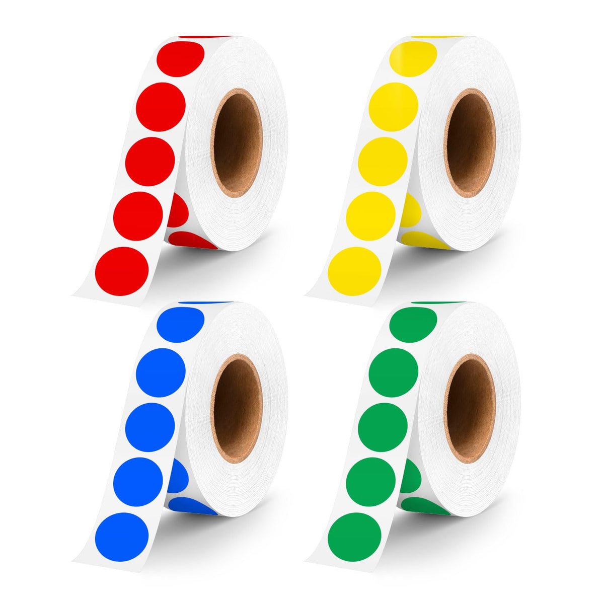 PARLAIM 1/2 inch round permanent adhesive color-coding stickers in red, yellow, blue, green, 4 rolls, 2000 small dot labels