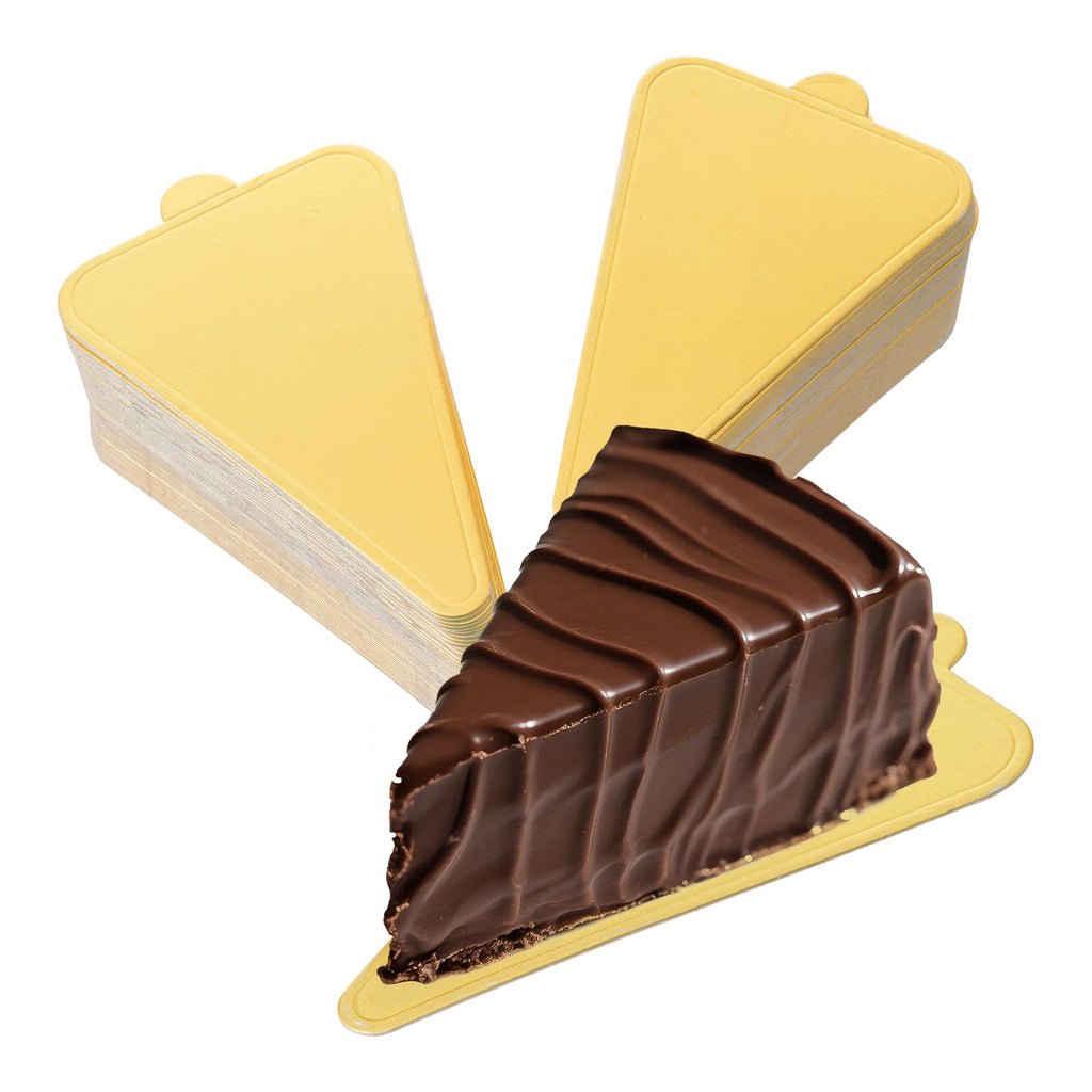 100pcs Triangle Mini Cake Boards, Gold Cake Base Paper Cupcake Dessert Displays Trays for Party Baking Decorating