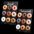 2 Pack Donut Wall Display Stand for Dessert Table, Clear Acrylic Donut Board Display Holder Wall Stand for Wedding Birthday Holiday Party Bridal Baby Shower Decorations, 13.78 x 9.84 Inch