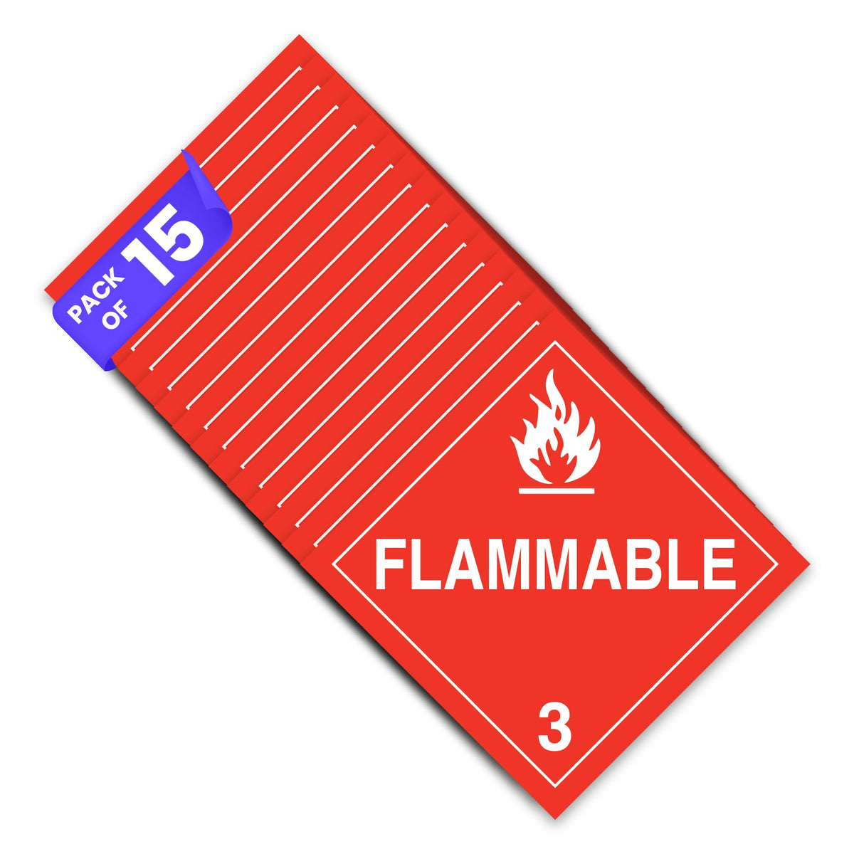 15 x Flammable Stickers and Decals | Flammable Sign | Placard Sticker | Inhalation Hazard Placard | Self-adhesive, UV-resistant, Water-proof Hazard Stickers