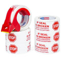 6 Pack Stop Sign Sealing Tape Pre-Printed IF Seal is Broken Check Contents Before Accepting 2 Inch x 110 Yards, Total 660Y, Heavy Duty Packing Tape with Dispenser for Moving and Shipping 6