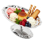 Dessert Platter with Pedestal, 304 Stainless Steel Oval Footed Plate