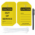 30 Pcs Caution Out of Service Tags with Cable Ties 30