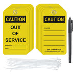 30 Pcs Caution Out of Service Tags with Cable Ties 30