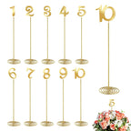 10 Pcs Metal Table Numbers with Sturdy Holder Base 12 Inch Stainless Steel Party Desk Figure Gold 1-10 Table Numbers for Wedding Reception Party Banquet Catering Event