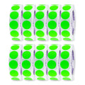 ChromaLabel 1-inch fluorescent green circle sticker labels on a roll, ideal for color coding and easy to write on, 10 rolls included