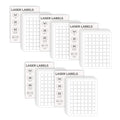 ChromaLabel 1x1 inch printable white labels for laser and inkjet printers, shown on sheets ready for printing.