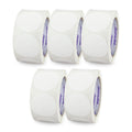 White ChromaLabel 2-inch round color-code dot stickers on a roll, used for labeling and organization in various applications.