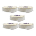 ChromaLabel 1-inch round clear stickers used as envelope seals, shown in a roll with 5,000 labels per pack.