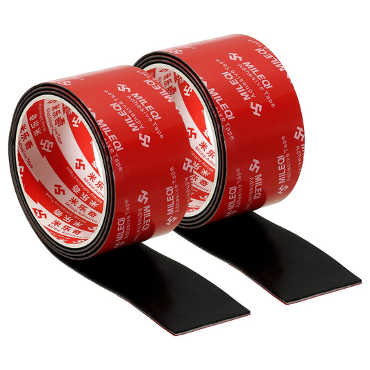 PATIKIL Neoprene Rubber Strips 2" Wide x 1/16" Thick x 3.3FT Long, 2Pcs Self Adhesive Solid Rubber Sheet for Shock Absorption Gasket DIY Crafts Sealing Weather Striping, Black 2" x 1/16" x 3.3FT