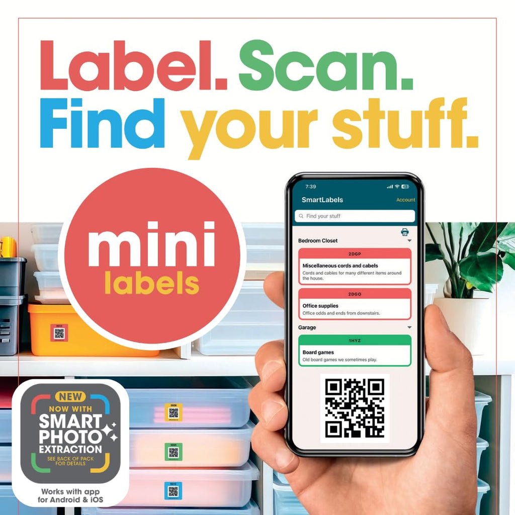 SmartLabels - Mini 1.5" QR Code Labels for Storage, Organization, & Moving